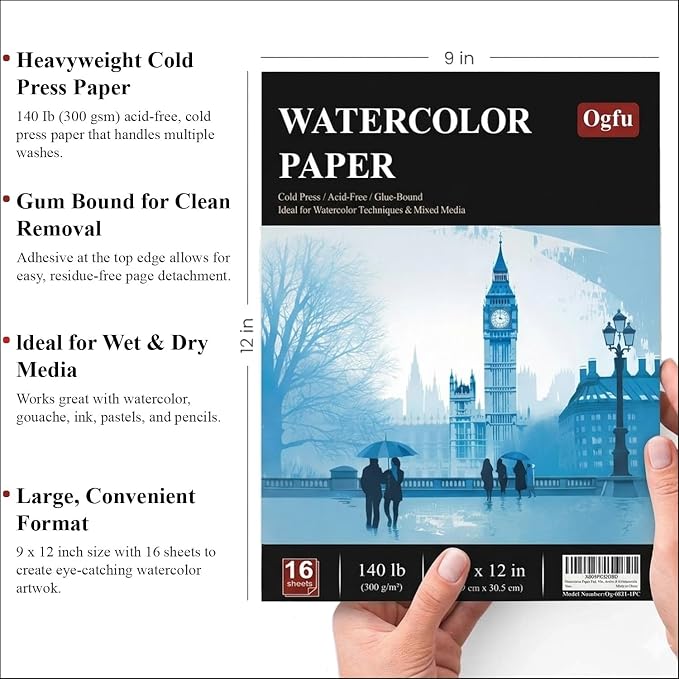 Ogfu Watercolor Paper Pad, Art Paper - Image 4