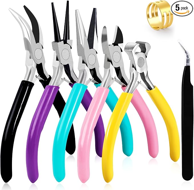 URSKYTOUS 5Pcs Jewelry Pliers Set Jewelry Making Pliers Tools Kit Include by URSKYTOUS