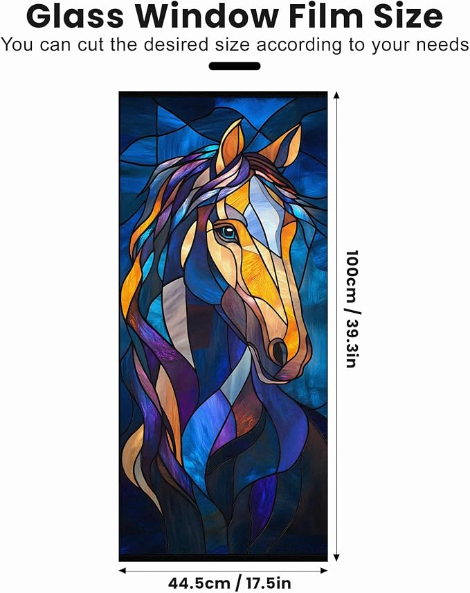 Stained Glass Window Privacy Film: Non-Adhesive Sun and Landscape Mosaic Design - Image 2