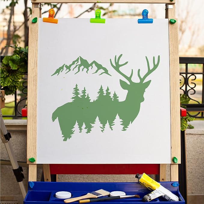 GORGECRAFT Sika Deer Stencil Template 11.8x11.8 Inch Elk Plastic Drawing Sign - Image 5