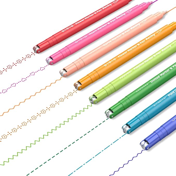 AECHY Curve highlighter pens for Note Taking, Dual Tip Pens by AECHY