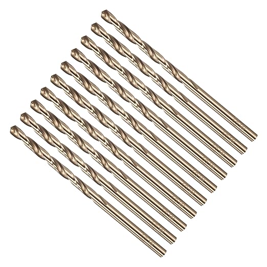 Drill Bit, #27 Cutting Diameter, 4341 HSS Gold Finish 135° Cutting Angle Number Jobber Bits - (Applications: for Drilling Soft Metal Plastic Wood), 10-Pieces