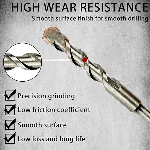 Direko SDS Plus Rotary Hammer Drill Bits 5-Piece Carbide-Tipped for Masonry，Concrete,Brick Granite etc (HD-A5/8 x12-5)