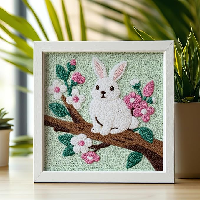 Doodlream Rabbit On Branch DIY Punch Needle Embroidery Kit - Image 6