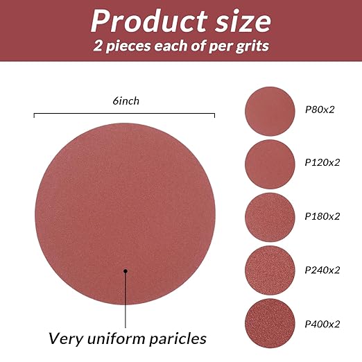Sanding Belts and Sanding Discs Set - 10 Pack 4x36 Inch Aluminum Oxide Belts(80/120/150/240/400 Grit) and 10 Pack 6-Inch Self-Adhesive Discs (80/100/120/180/240/400 Grit) for Wood, Metal Polishing