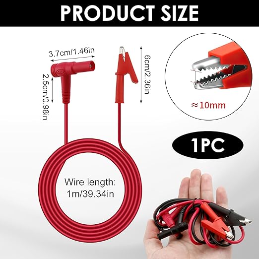 Alligator Clips Electrical 2Pcs 14 AWG Multimeter Test Leads with Banana Plug PVC+Copper for 1000V/20A Testing 3Ft - Ideal for Electrical & Multimeter Use