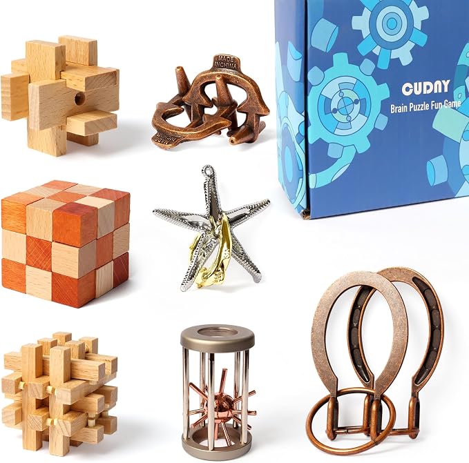 CUDNY 7 Pieces Cool Mind Puzzles Unlock Interlock Brain Teaser Games by CUDNY