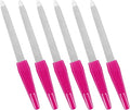 Metal Nail Files with Sharp Pointed Tip Made of Stainless Steel Non Slip Handle, Nail File Double Sided Sapphire Grit for Natural Nails Fingernails limas de uñas metálicas Color Pink (6 Pcs)