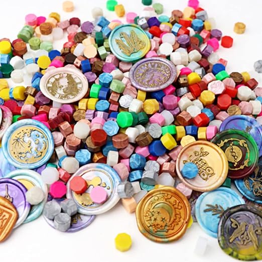 Pearl White Wax Seal Beads, ONWINPOR 300 Pieces Octagon Sealing Wax Beads - Image 4