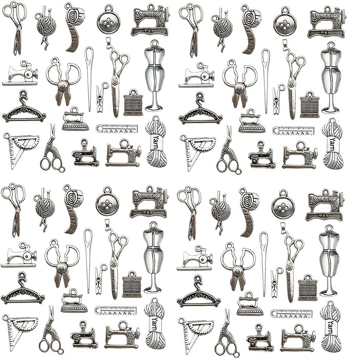 WOCRAFT 120pcs Antique Silver Sewing Tool Charm by WOCRAFT