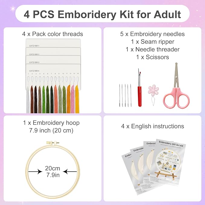 Huacan Embroidery Kit for Beginners - Image 2