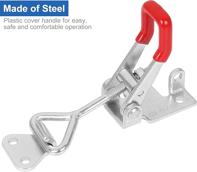 10PCS Adjustable Toggle Latch Clamp 550 lbs Toggle Clamp Latch Hasp Clamp GH-4002 Quick Release Pull Latch Silver Metal Draw Latch for Box Case Trunk, Smoker Door, Jig