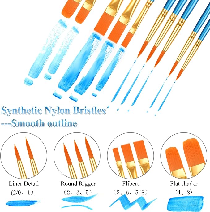 40 Pcs Paint Brushes, Acrylic Painting Brush Set, Watercolor Brushes, Acrylic - Image 2