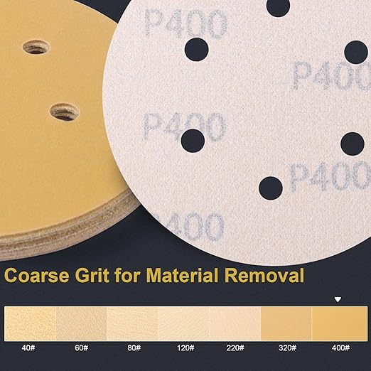 100 PCS 6 Inch 6 Hole Sanding Discs 400 Grit Hook and Loop Adhesive Round Sandpaper for Random Orbital Sander