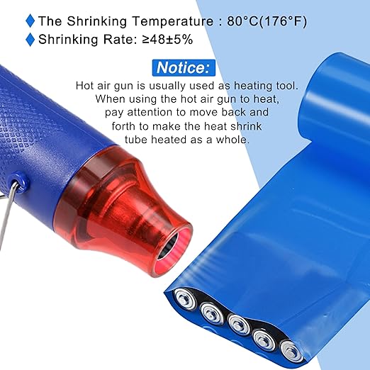MECCANIXITY Battery Wrap PVC Heat Shrink Tubing 32mm Dia 50mm Flat 20 Feet(6meters) Blue Good Insulation for Battery Pack