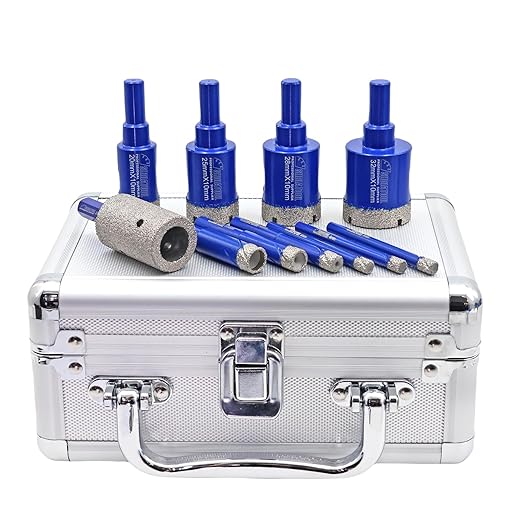 SHDIATOOL Diamond Drill Core Bits,Tile Drilling Core Hole Saw Kit for Porcelain Marble Ceramic Granite with 1/4 Carbide Positioning Drill Bit 11pcs 6/6/6/8/10/12/20/25/28/32MM/25MM
