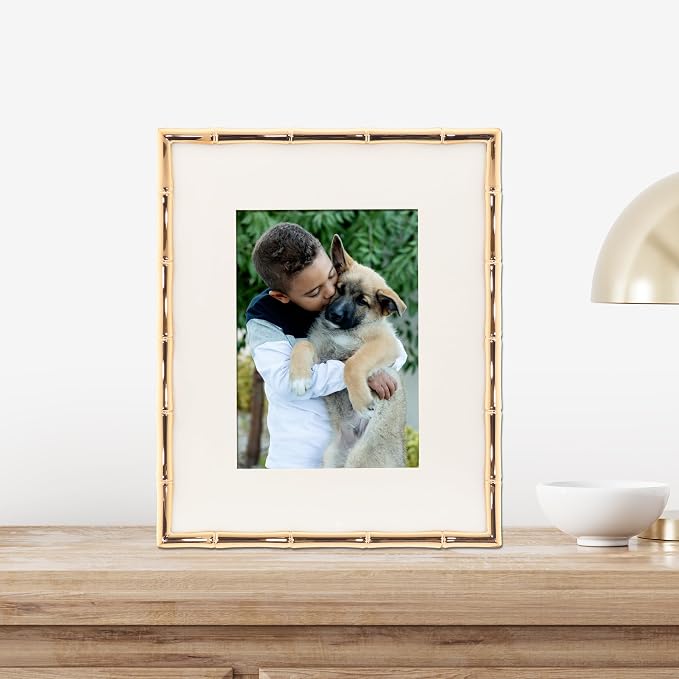 Lawrence Frames Bamboo Design Metal Frame, Matted 5x7 - Image 3