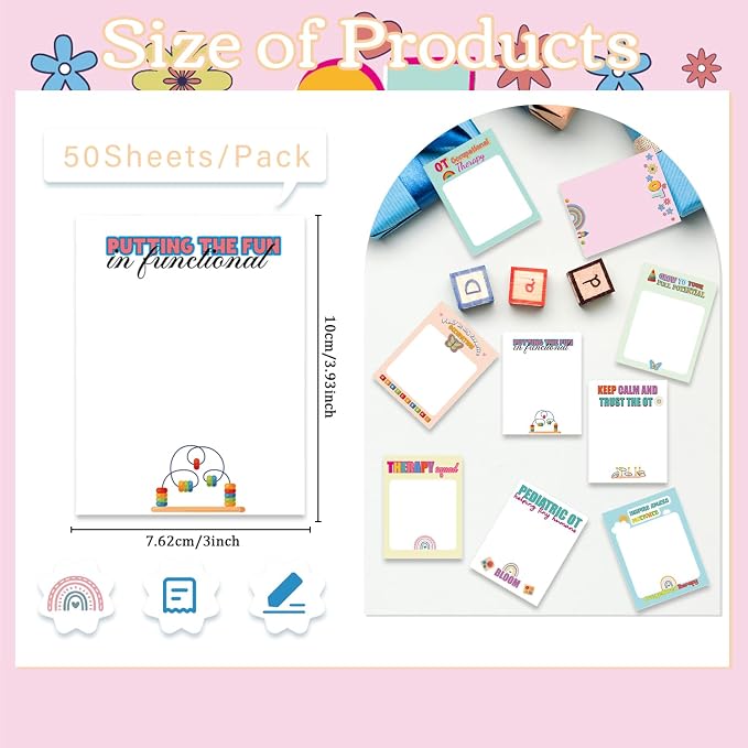 Occupational Therapists Sticky Notes Gifts, 9 Pack OT Notepads 3x4 Inch Gifts - Image 2