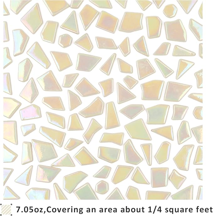 Youway Style Iridescent Cream Glass Mosaic Tiles - Image 5