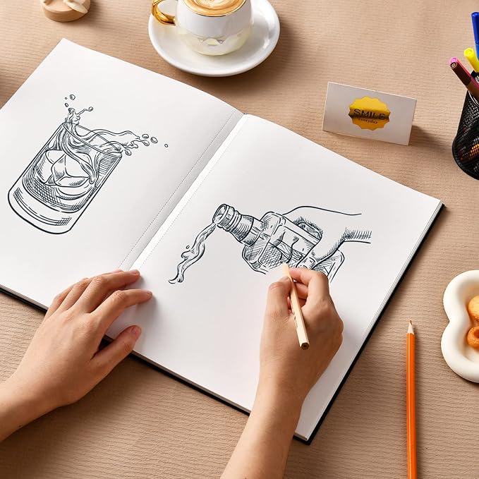 Hardcover Sketch Book 9" x 12", Sketchbook Drawing Pads, 160GSM Thick Smooth - Image 7