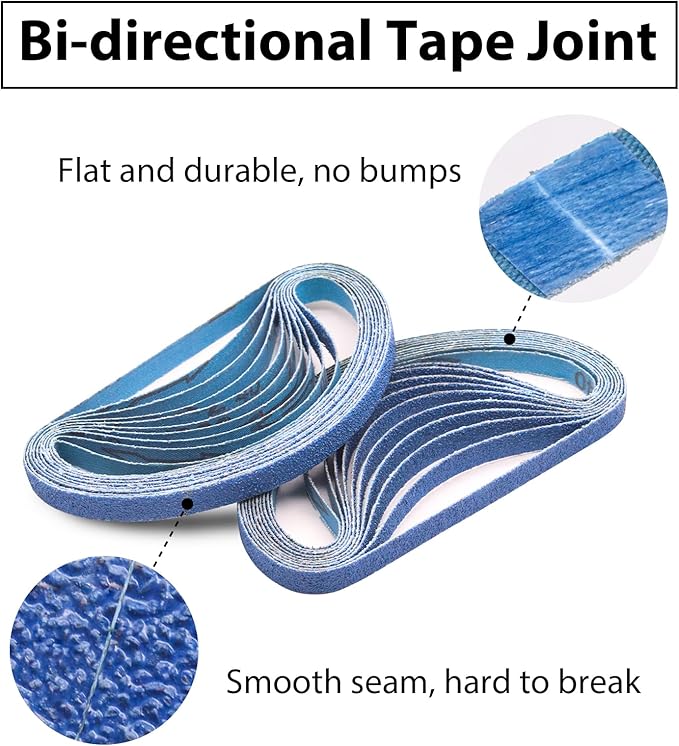 1/2 x 18 Zirconia Sanding Belts, 35 Pcs 7 Each of 40/60/80/100/120 Assorted Grits, 1/2x18 Inch Sanding Belts for Air Belt Sander, Knife Sharpening, Metal Polishing, Woodworking