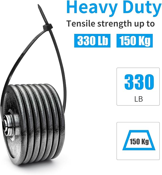 XINGO 120 PCS 18 Inch Black Large Zip Ties Heavy Duty, 330 LBS Ultra Exclusive Strong Plastic Wire Ties, Large Cable Ties Extra Long Tie Wraps For Indoor and Outdoor Use