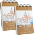 Crehatos 5.5" x 8.5" Small Sketch Book, Top Spiral Bound Sketch Pad, 100 Sheets by Crehatos