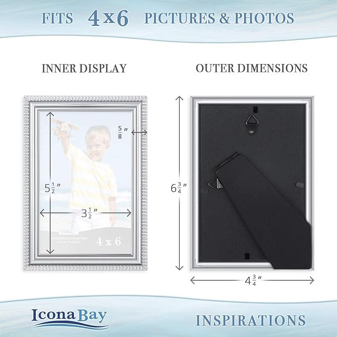 Icona Bay 4x6 Picture Frames, 6 Pack, Contemporary, Inspirations | These Icona - Image 3