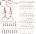 Earring Hooks 50PCS/25Pairs, Stainless Steel Rose Gold Ear Wires Fish Hooks by MENKEY