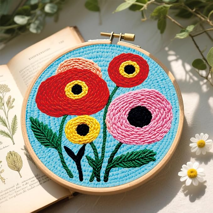 BEUNITONE 2PCS Bohemian Flower Punch Needle Kit - Image 6