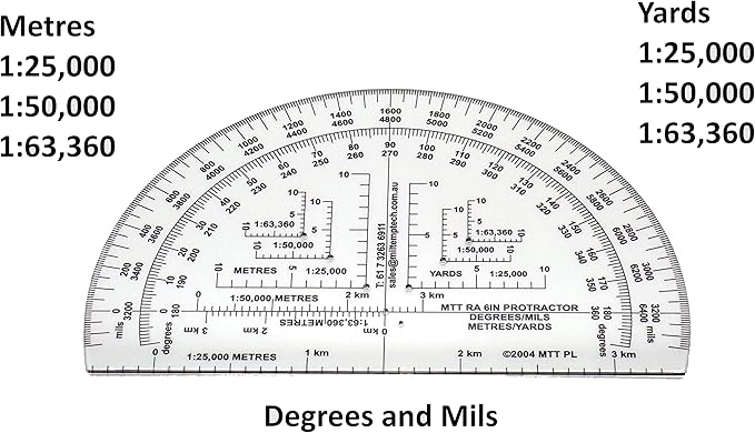 Degrees Mils Meters Yards Protractors
