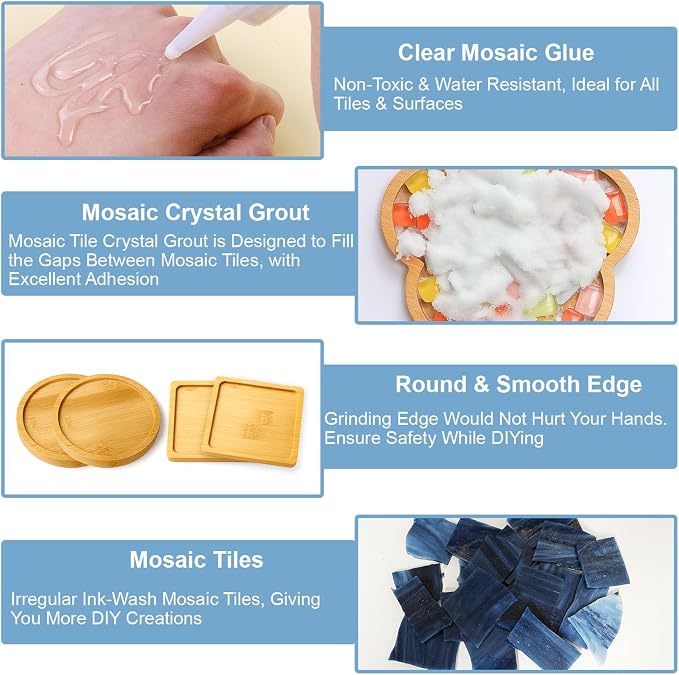 DINGSEN 4Pcs Mosaic Coaster Kit, - Image 2