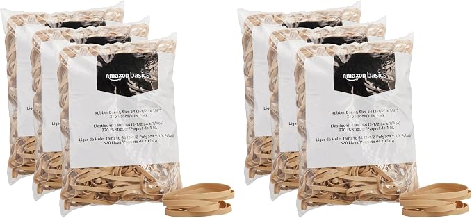 Amazon Basics Rubber Bands, Office Supplies, Size 64, 320 Bands/1 lb Pack by AmazonBasics
