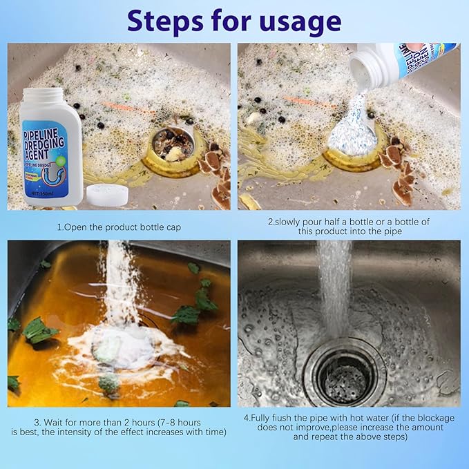 Pipeline Dredging Agent, Drain Clog Remover Agent, Powerful Quick Cleaning Drain Toilet Cleaner Tool, for Kitchen, Sink, and Toilet Pipelines