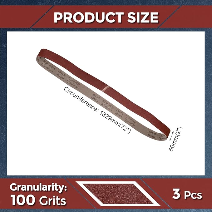 3 Pcs Sanding Belts 2 x 72 Inch 100 Grit Aluminum Oxide Abrasive Sandpaper for Belt Sander Metal Grinding Wood Working Weld Rust Removal