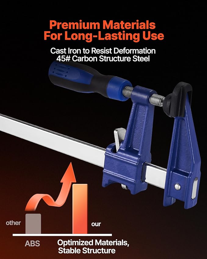VEVOR Bar Clamps for Woodworking, 4-Pack 36 inch Opening, Lockable F-Clamp with 600 lbs Load Limit, 2-1/2 inch Depth, Cast Iron and Carbon Steel, Easy to Use, Wood Clamps for Woodworking Metal Working