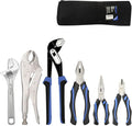 6-Piece Home Maintenance Tool Kit for Men, Including Groove Joint, Long Nose, Diagonal Cutting, Locking Pliers, Adjustable Wrench and Linesman Pliers, with Storage Pouch