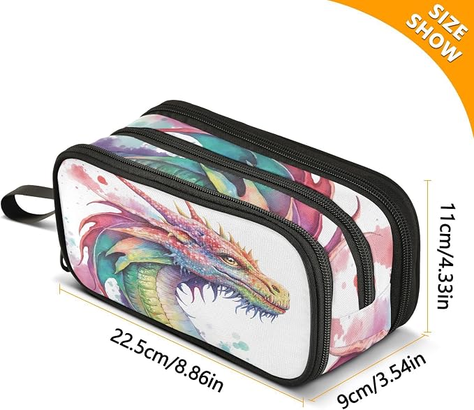 Watercolor Dragon Pencil Case Box Boys Girls Large Pencil Pouch - Image 8