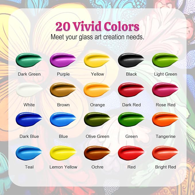 HOMY ARTY Glass Paint 20 Colors - Image 2
