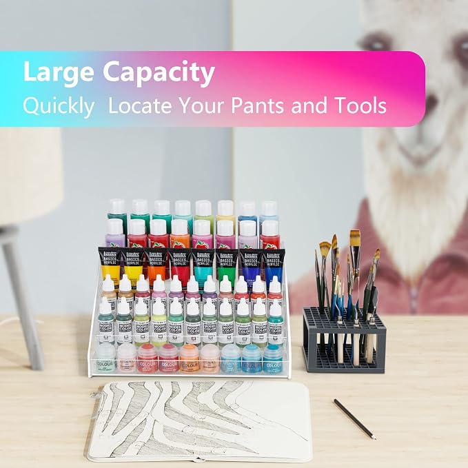 6-Layer Acrylic Organizer with Brush Holder, Easy Assembly Storage Rack - Image 7