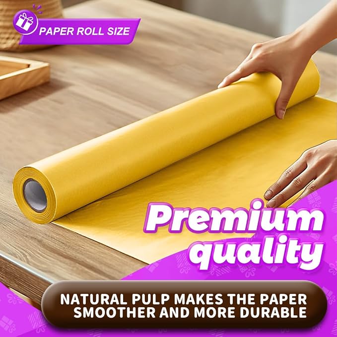 PerkHomy Orange Kraft Paper Roll 17.5" x 760" - Image 3