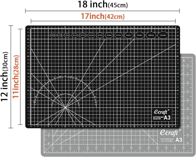 Ecraft Self Healing Cutting Mat 18x12 Inch A3, 5-Ply Double Sided Rotary - Image 2