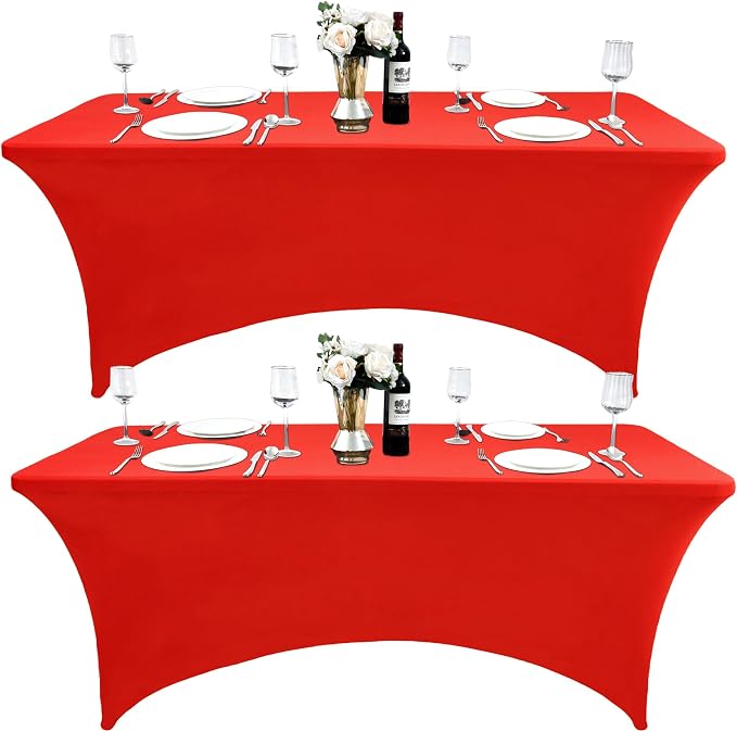 2-Pack 4ft Red Spandex Table Covers by Unknown