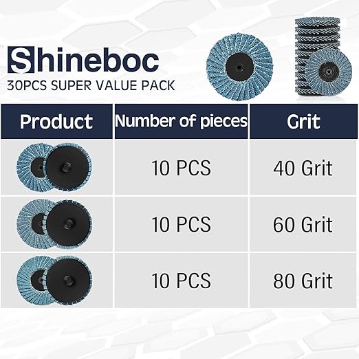 31Pcs 2 Inch Zirconia Flap Disc Roll Lock Sanding Discs 40/60/80 Grit for Die Grinder with 1/4" Holder for Wood Metal Sanding, Rust Removal, Grinding and Finishing