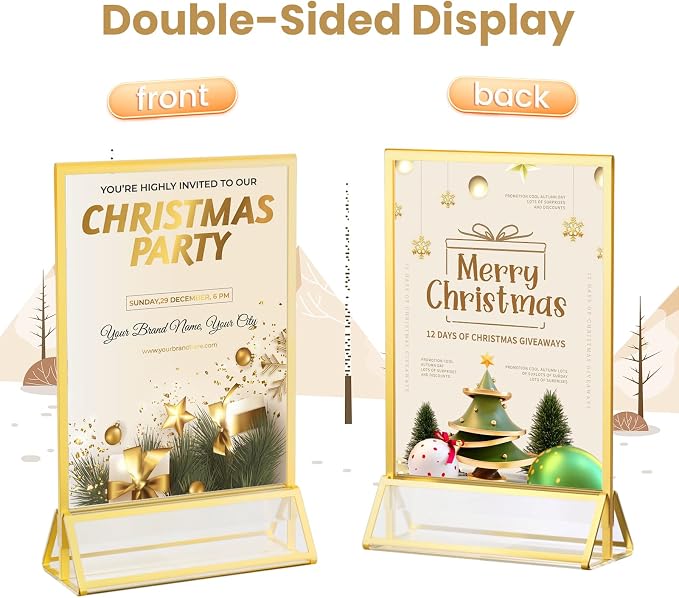 6PCS Acrylic Sign Holder 8.5X11 Double-Sided Gold Frames | Gold Picture Frames - Image 3