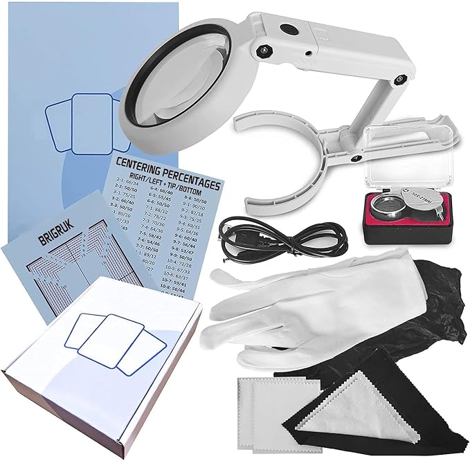 Sports Card Grading Kit Centering Tool, LED Magnifying Table Lamp by Brigruk