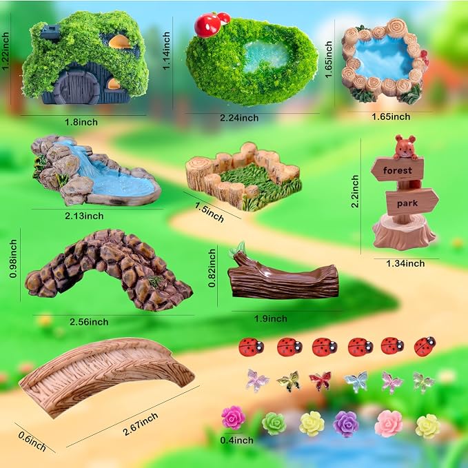 U-Zimikee 45 Pcs Resin Mini Garden Accessories - Image 5