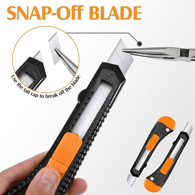 Lasnten 50 Pack Box Cutter Retractable Utility Knife 18mm Wide Blade Cardboard Cutter Suitable for Office Art, Craft and Home Use