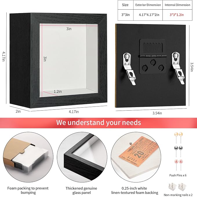 3x3 Mini Shadow Box Picture Frame - Image 3