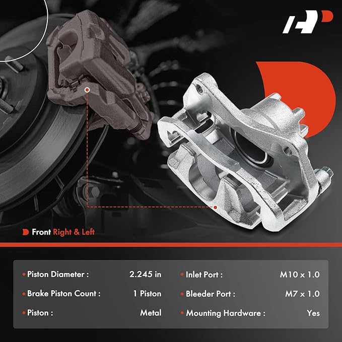A-Premium Front Disc Brake Caliper Assembly with Bracket Compatible with Select Chrysler, Dodge and Jeep Models - 200 2011-2014, Sebring 2007-2010, Avenger 08-14, Caliber, Compass, Patriot, 2-PC Set